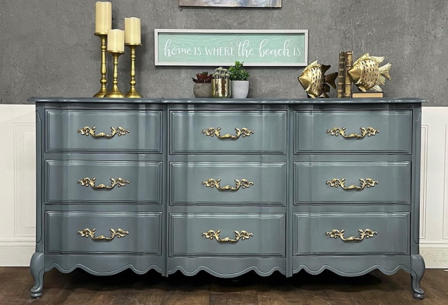 French provincial dresser painted blue