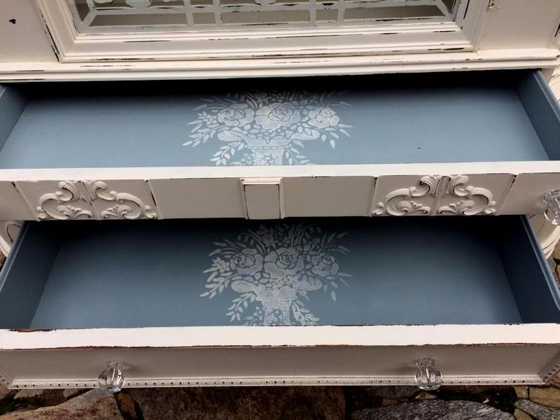 Stenciled drawer interiors