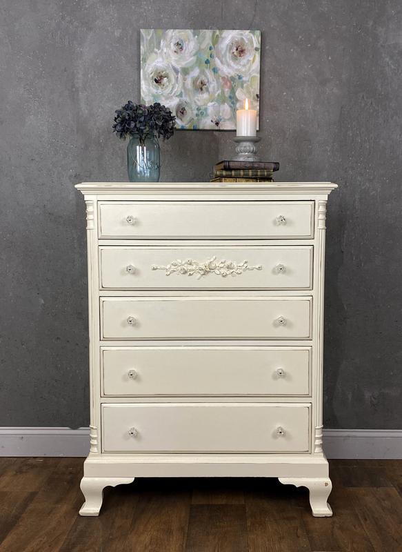 white painted shabby chic dresser