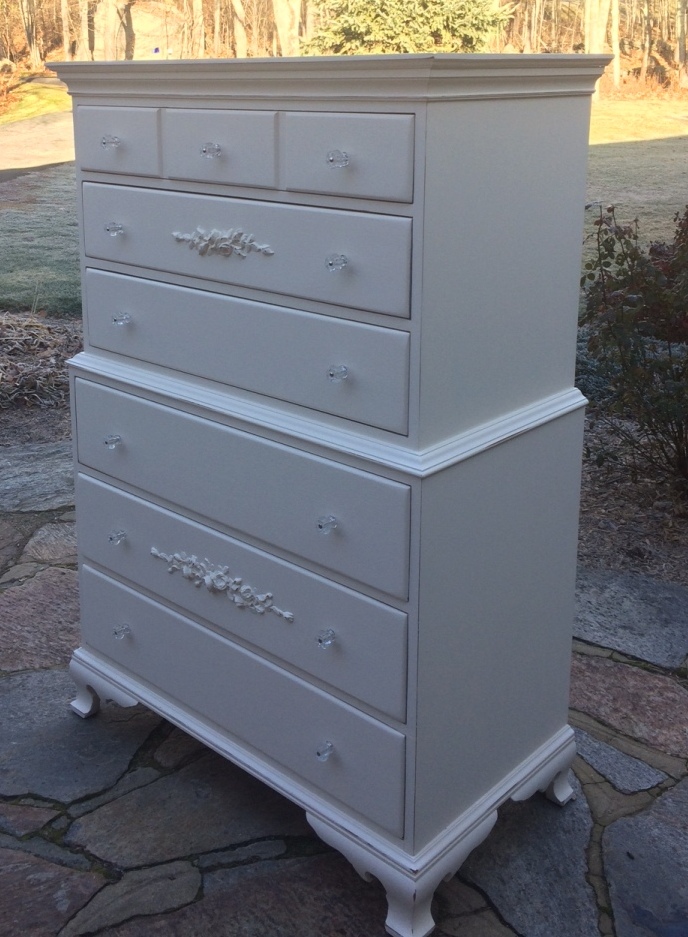 shabby chic painted tall chest of drawers