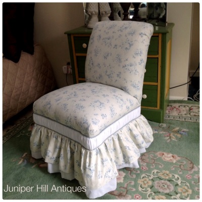 Vintage upholstered slipper chair