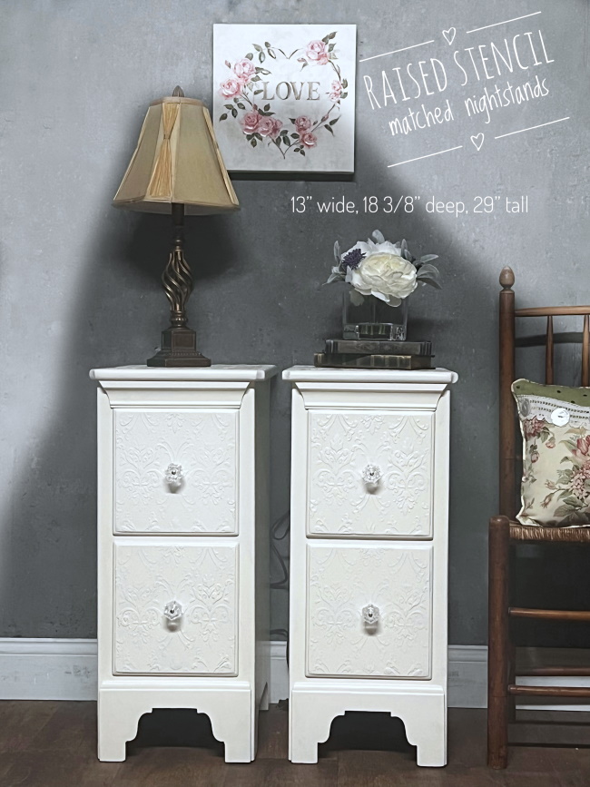 Matched shabby chic nightstand set